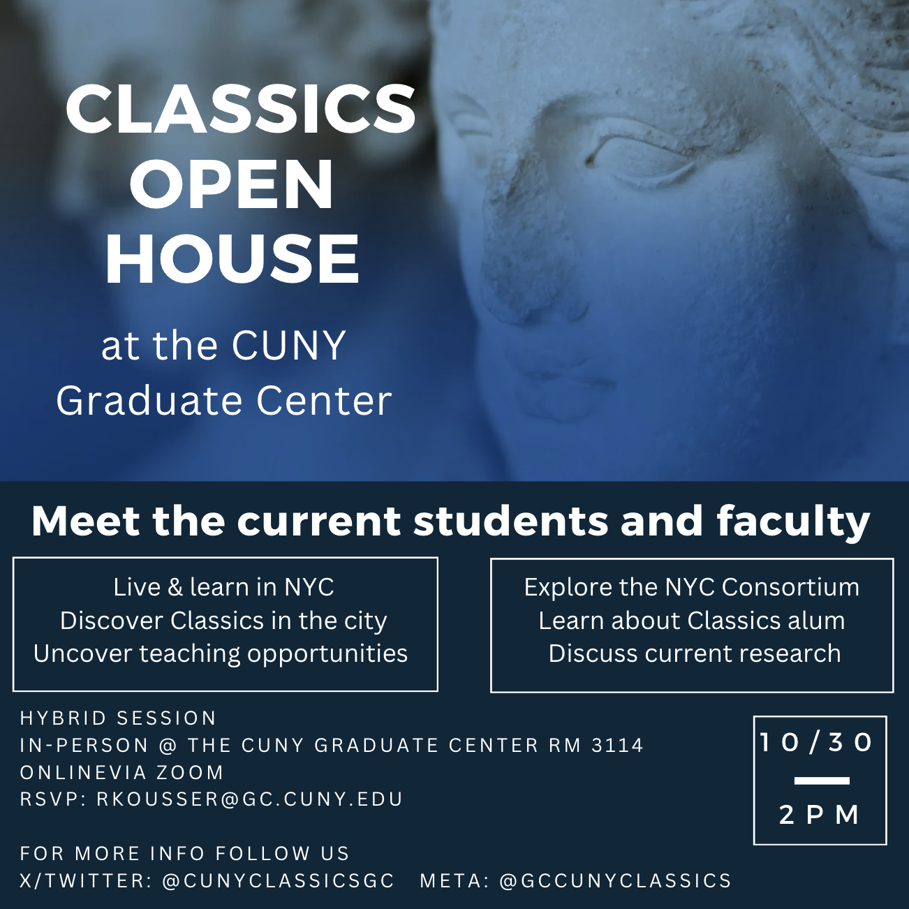 Open House 10/30 for Classics Graduate Programs | CUNY Graduate Center (NYC) 1 Open Day flyer Fall 2026